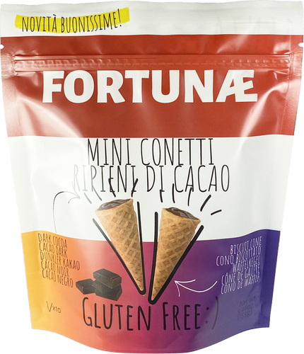 Mini Conetti Ripieni Senza Glutine al Cacao Dark - FORTUNAE