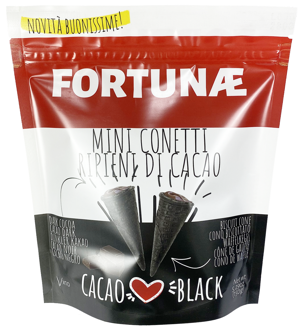 Mini Conetti Ripieni al Cacao Fondente Black Edition - FORTUNAE